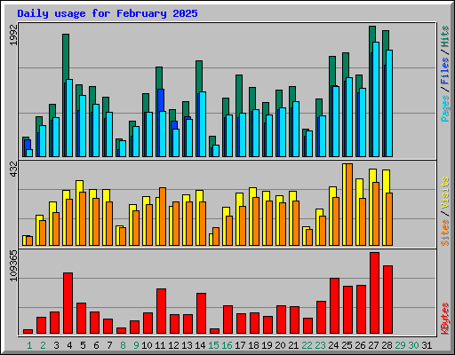 Daily usage for February 2025