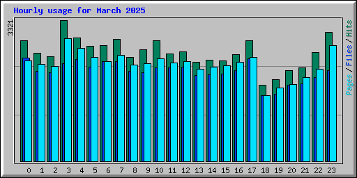 Hourly usage for March 2025